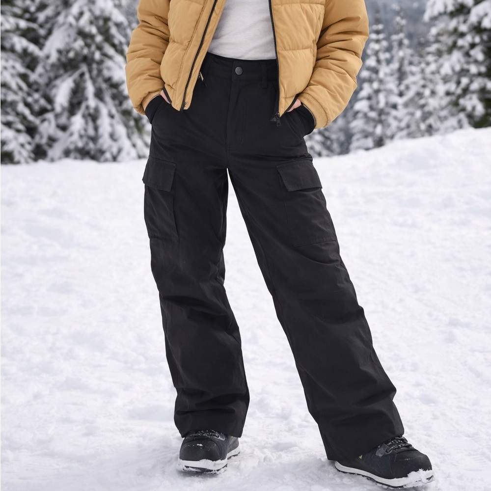 Mono B Women’s Black track Snowboarding Pants Zipper Snap Pockets